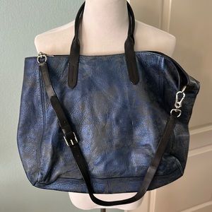 Cole Haan Leather blue distressed leather tote